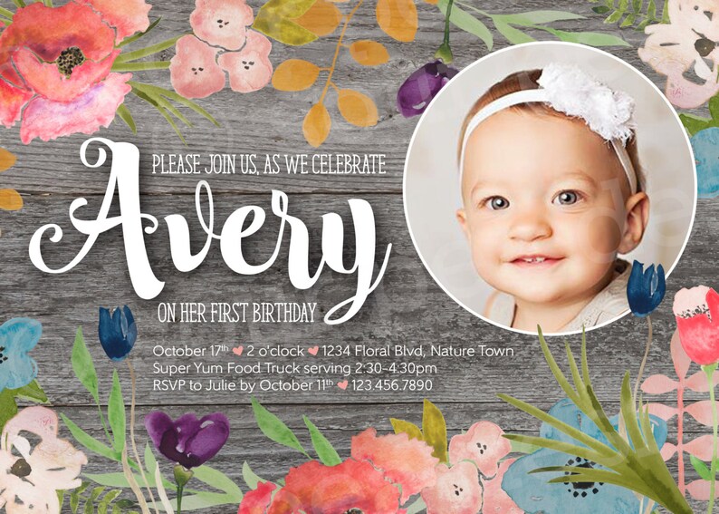 Birthday Invitation Custom DIY Printable Invitation Rustic Etsy