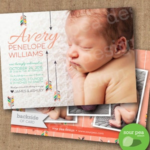 Anúncio de nascimento, anúncio personalizado para impressão DIY, setas, novo bebê, anúncio de bebê, cartão de bebê, anúncio de nascimento boho
