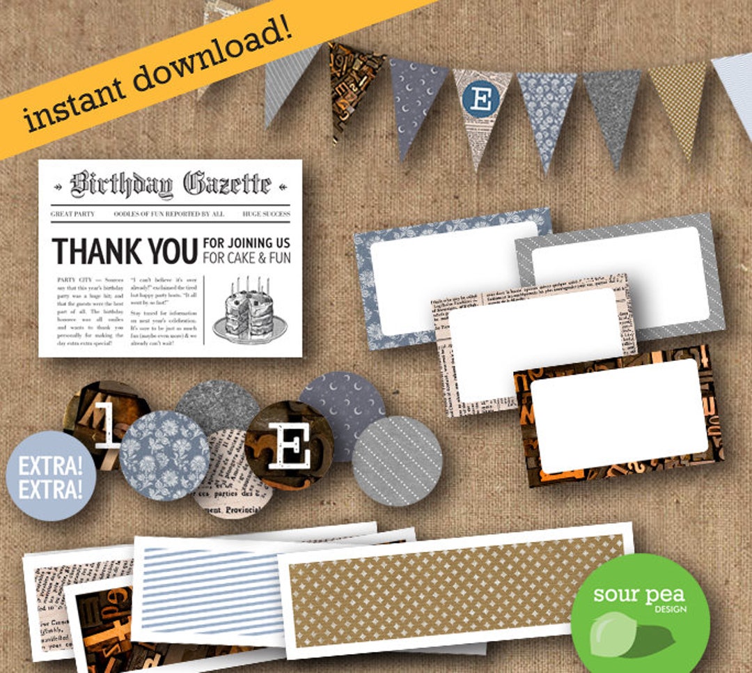 INSTANT DOWNLOAD: DIY Printables Party Pack, Newsies / Fit to Print, Newspaper Party, Birthday ...