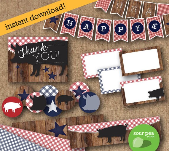 INSTANT DOWNLOAD: Printable Party Pack Summer BBQ Gingham | Etsy
