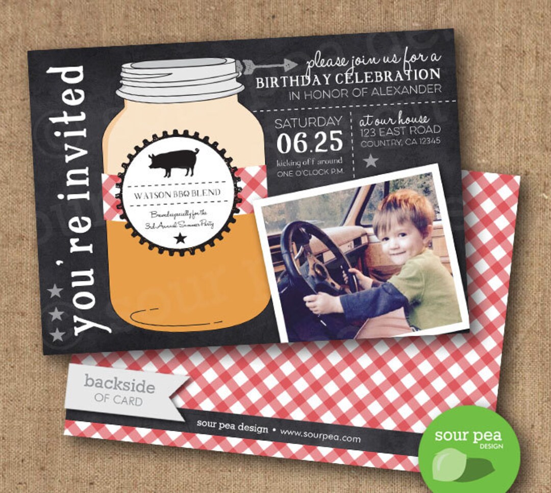 Birthday Invitation, Custom DIY Printable Invitation, Summer BBQ ...