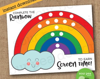 INSTANT DOWNLOAD: Rainbow chore chart, summer chore chart, summer schedule, kid activities, kid chart, summer guide