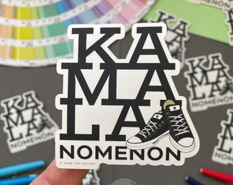 Kamalanomenon sticker, feminist water bottle sticker, laptop sticker, car decal, kamala harris, 2024 election, harris, converse
