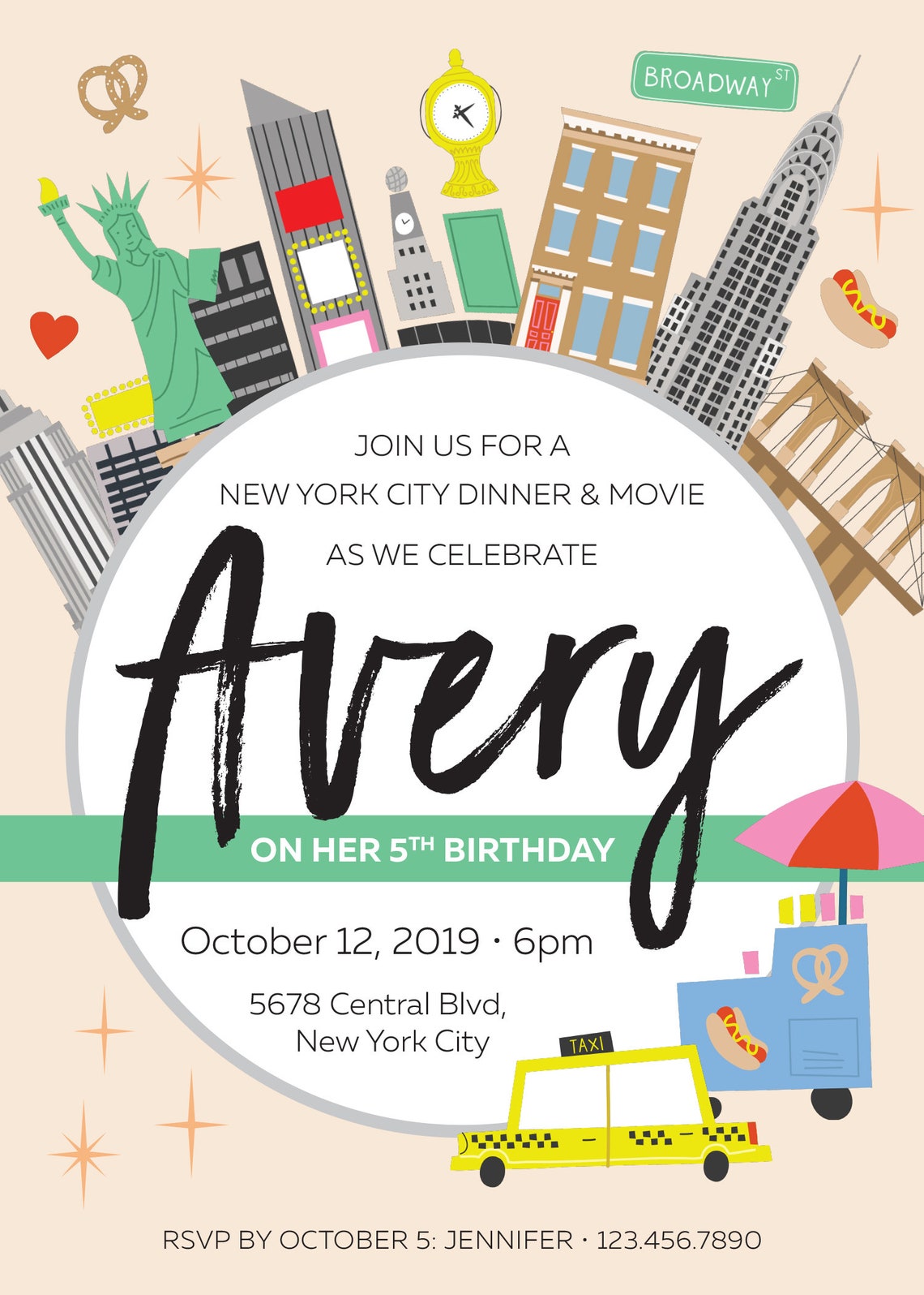 Birthday Invitation Custom DIY Printable Invitation New York Etsy