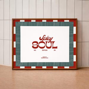 Plakat ścienny „Spicy Soul” do druku | Plakat z typografią do kuchni (do pobrania w wersji cyfrowej)