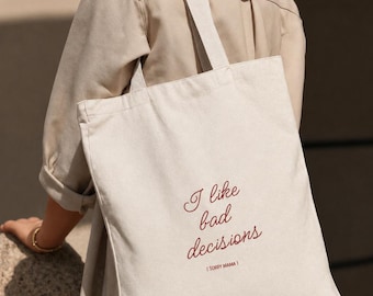 Funny "I Like Bad Decisions" Cotton Canvas Tote Bag