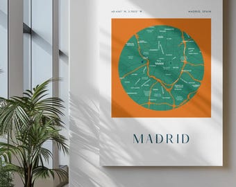 Madrid City Map Print – Modern Wall Art, Madrid Poster, Minimalist Travel Decor (Digital Download)