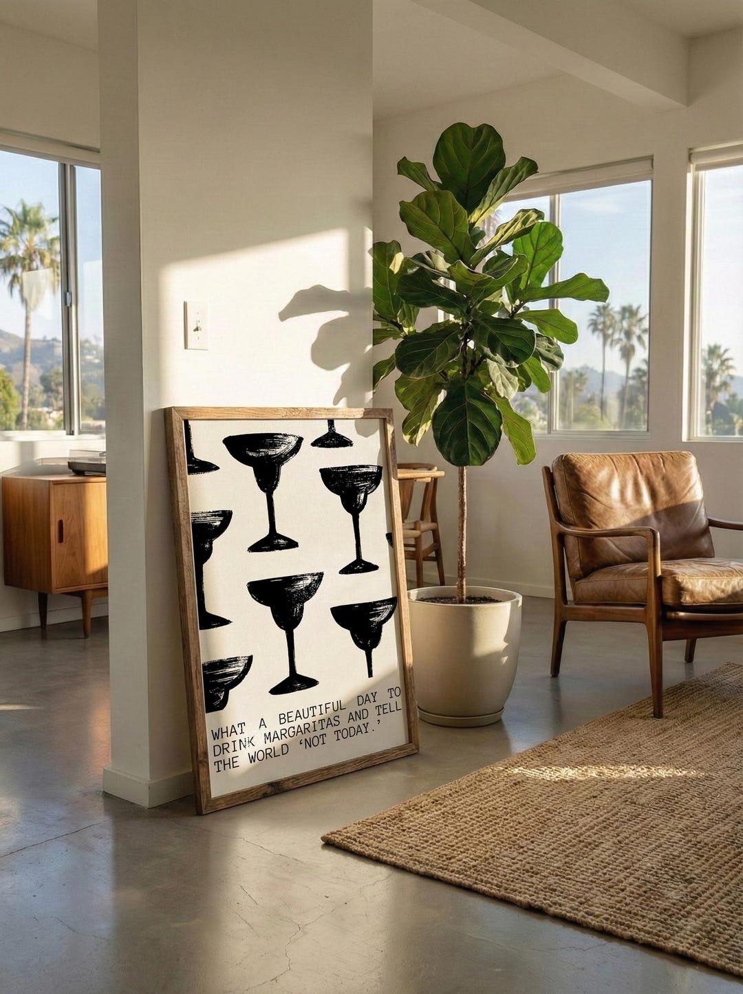 Funny Margarita Quote Art Print | Black & White Bar Cart Decor (digital ...