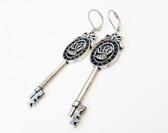 SKELETON KEY Bow Charm Earrings
