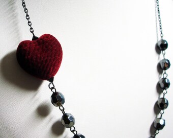 FUZZY PUFFED HEART Necklace