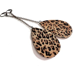 LET'S GET WILD Boho Leopard Spot Animal Print Dangle Earrings
