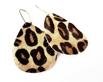 LET'S GET WILD Boho Leopard Spot Animal Print Dangle Earrings