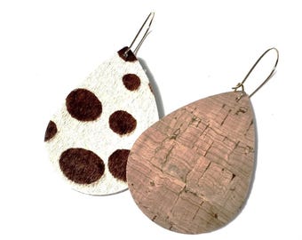 LET'S GET WILD Brown Cow Spot Animal Print Dangle Earrings