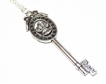 SKELETON KEY Bow Charm Necklace