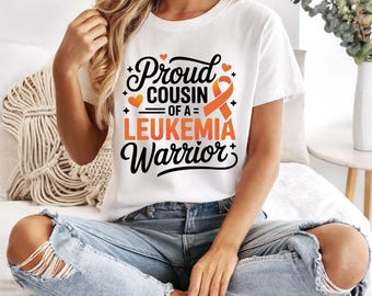 Leukemiebewustzijn SVG PNG ai eps, trotse neef van een leukemiestrijder, oranje lint sublimatieontwerp, Support Squad Shirt