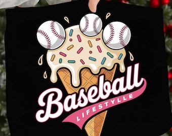 Baseball Ice Cream Cone PNG: Summer Team Shirt Design (Digital Download)