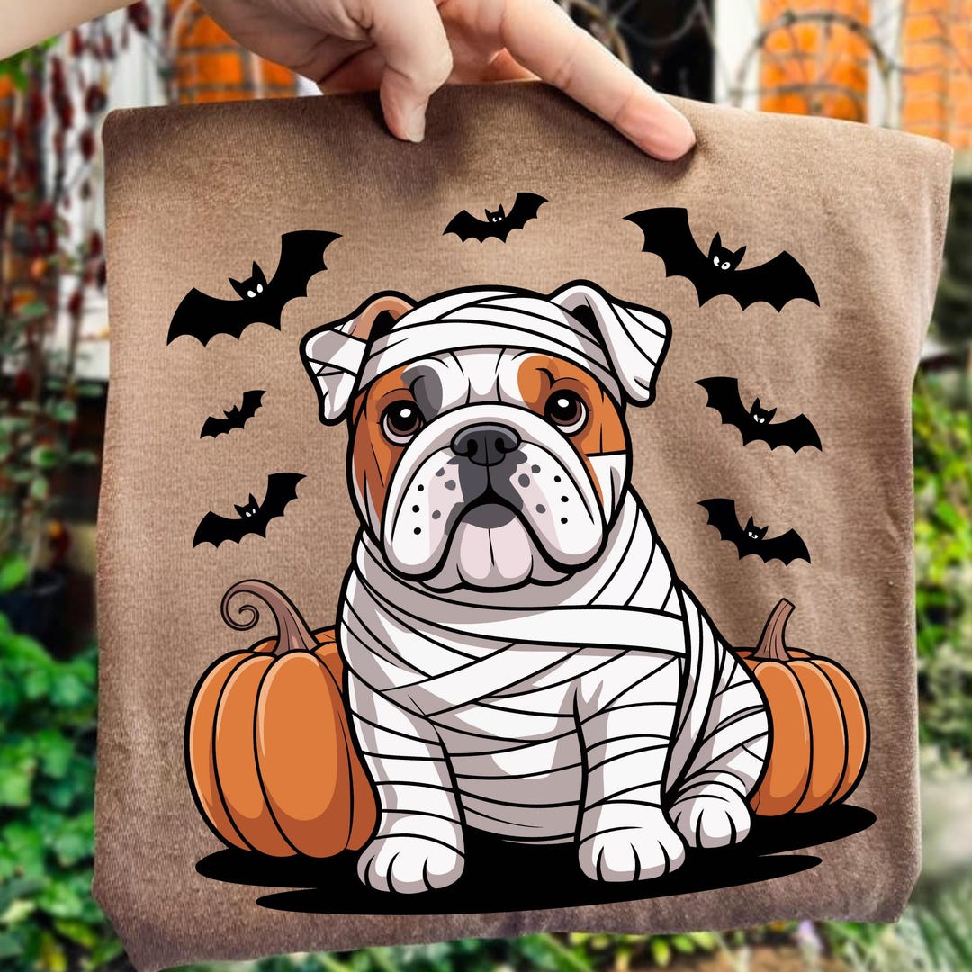 Halloween Bulldog Ghost Design, Spooky Dog Mom Shirt (png, Svg, Ai, Eps ...