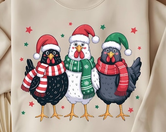 Pollo navideño PNG: Sublimación navideña de granja (Descarga digital)