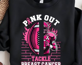 Breast Cancer Football Pink Out PNG: Tackle Cancer Design (Digital Download)