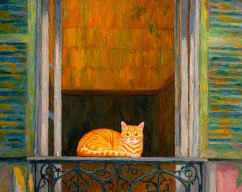 Stampa artistica di Matisse Cat: decorazione murale moderna con gatto arancione