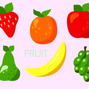 Fruit Clipart, Apple Clip Art, Grapes Clipart, Banana Clipart, Orange Clipart, Strawberry Clipart, Pear Clipart