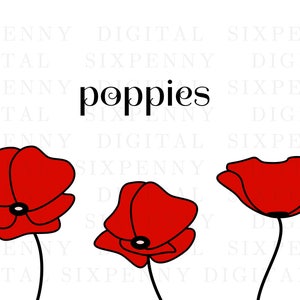 Red poppies printable greeting card, poppies clipart, sorry card, sympathy card, printable flower card, printable get well card