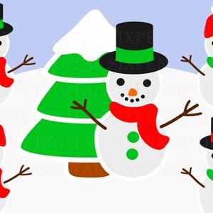 Pupazzo di neve clipart, ClipArt di Natale, albero di Natale, Clipart di inverno, pupazzi di neve svegli, commerciale utilizzare ClipArt