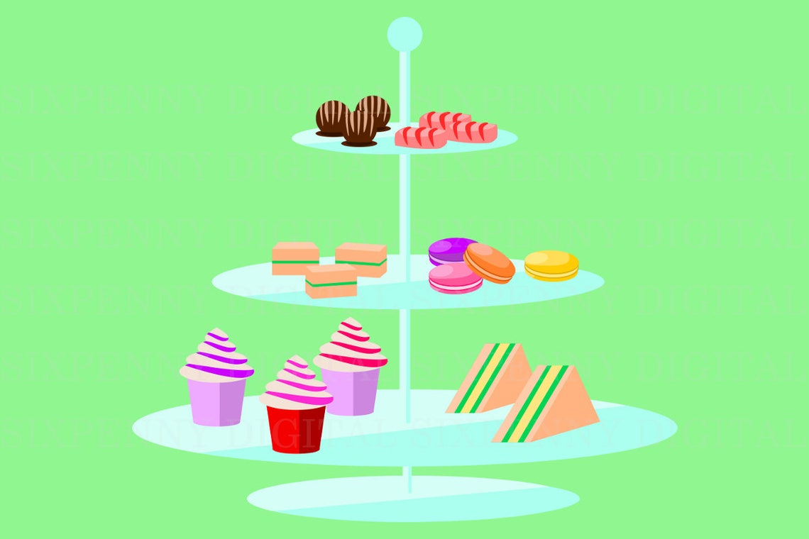 Tea Party Clipart Tea Time Tea and Cakes Clip Art Tea Time Flat Design