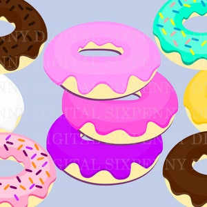 Frosted Donut Clip Digital Art Colorful Sprinkles Bright Cheerful ...