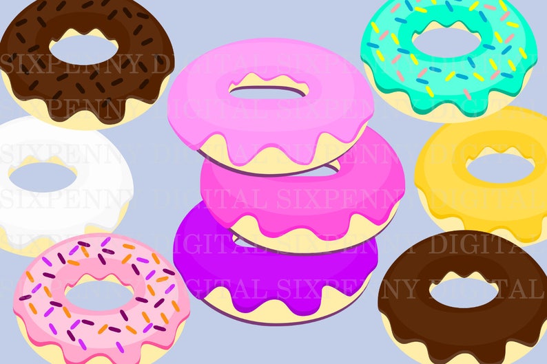 Frosted Donut Clip Digital Art Colorful Sprinkles Bright Cheerful ...