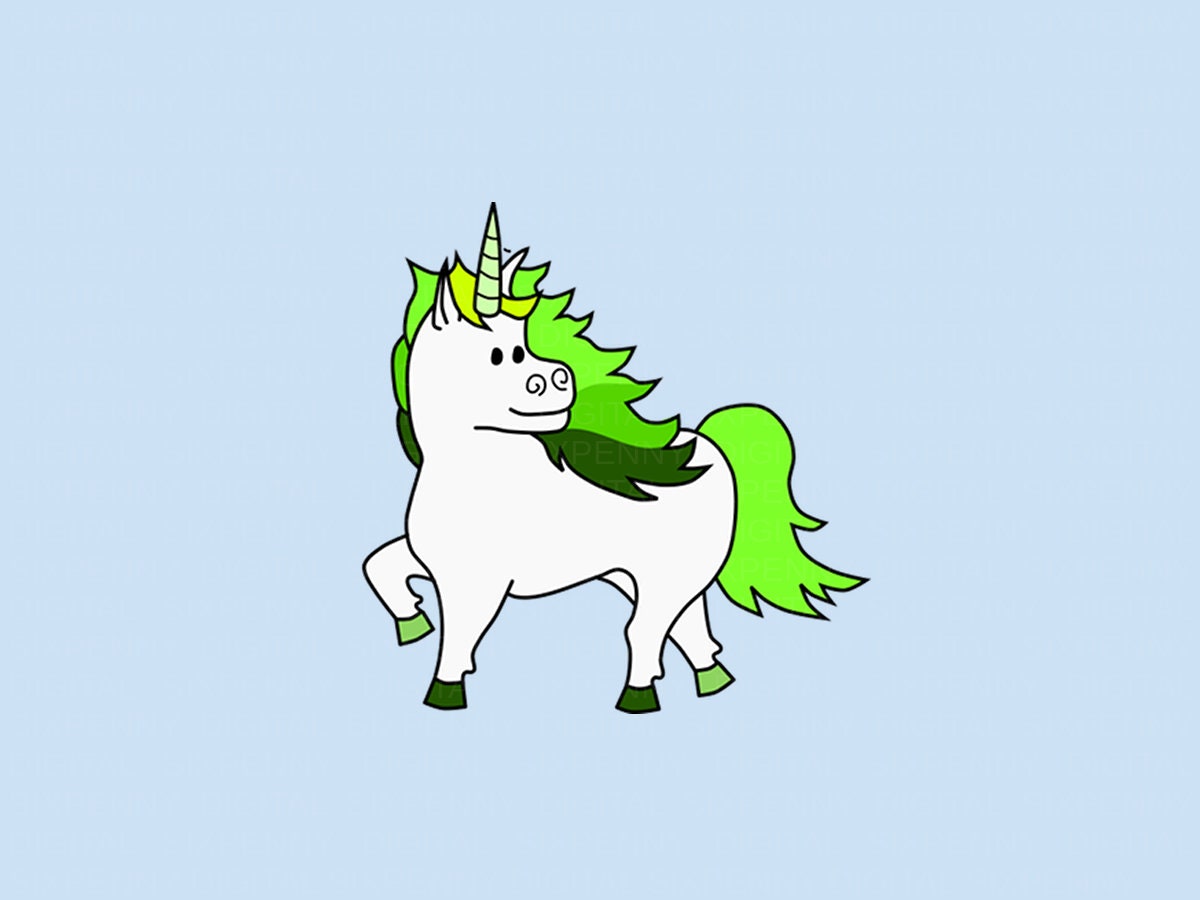Unicorn Clipart Unicorn Stamps Rainbow Green Blue and - Etsy