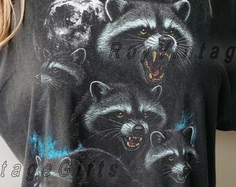 Angry Racoon Vintage 90s Style Graphic T Shirt, Racoon Graphic Comfort Colors, Aesthetic Streetwear Unisex