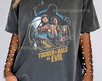 Horror Comedy Tucker Dale VS Evil Shirt, Retro Cabin Slasher Parody Tee, Funny Backwoods Horror Graphic T-Shirt, Horror Comedy Tee