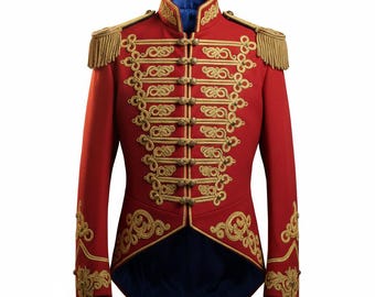Jimi Hendrix Military Jacket: Red Hussar Dolman with Gold Braid