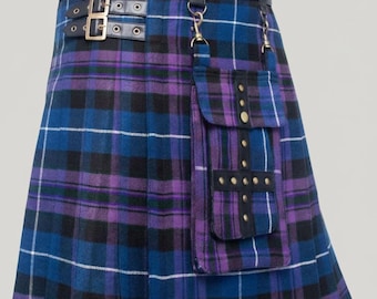 Scotland Tartan Utility Kilt for Men With Front Detachable Pocket