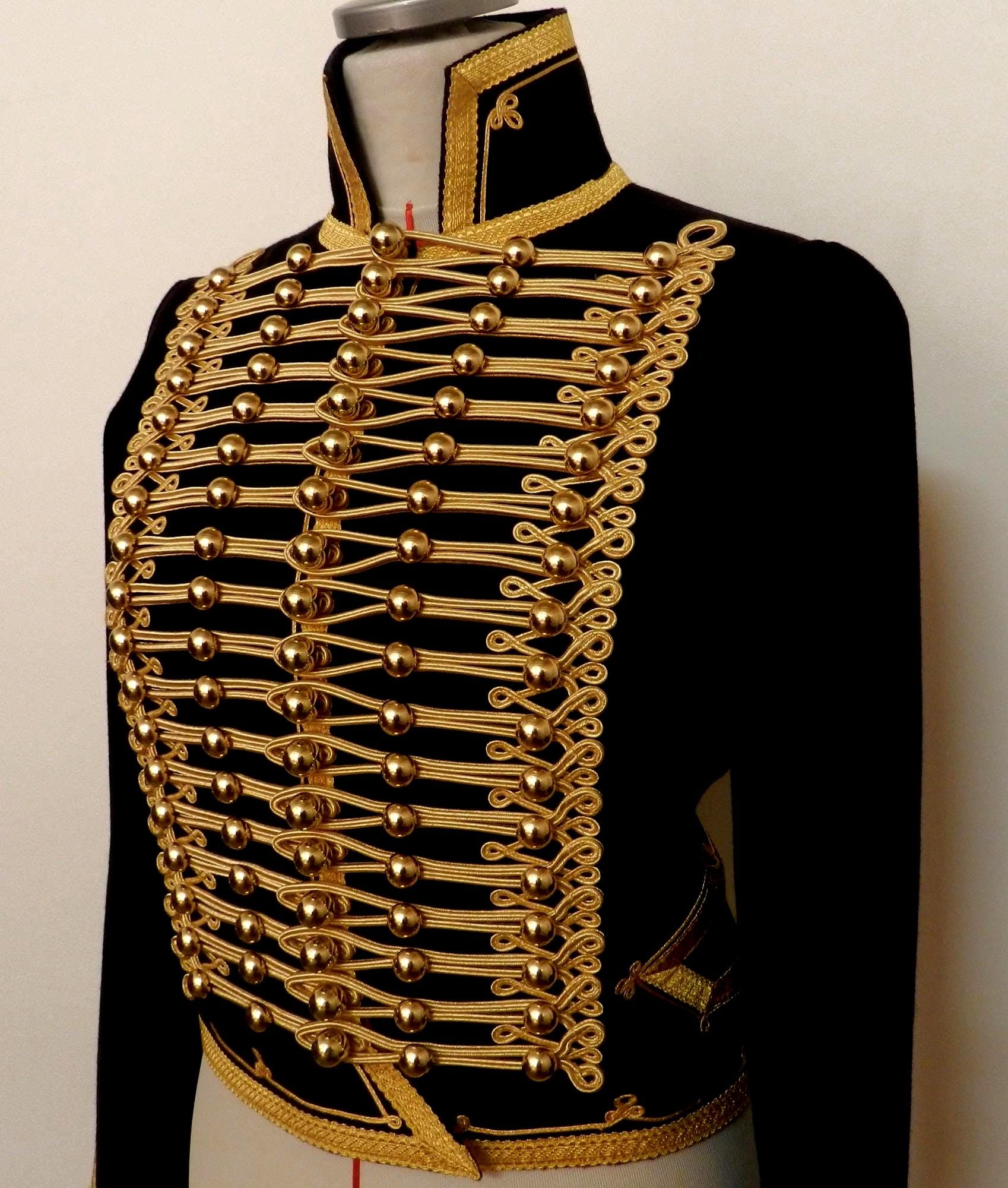 Dolman Hussar Jacket Melton Wool Military: Gold Braid Costume