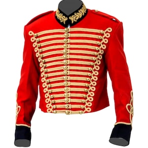 Hussar Dolman Red Jacket: Military Parade Gold Braid Coat Ringmaster Steampunk Style