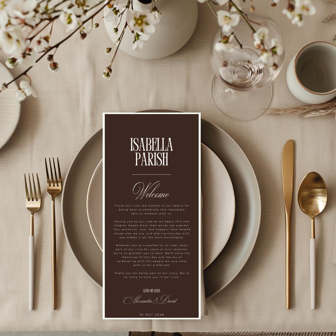 Luxury Wedding Menu & Welcome / Name Card Template Stationery ...