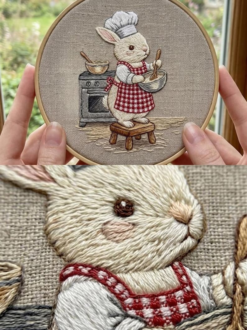 Hand Art Rabbit Chef Rabbit – Hand Embroidery Pattern PDF - Etsy UK
