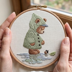 Bear in Raincoat – Hand Embroidery PDF