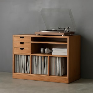 Solid wood record cabinet, CD cabinet, solid wood bookcase, living room and bedroom storage cabinet