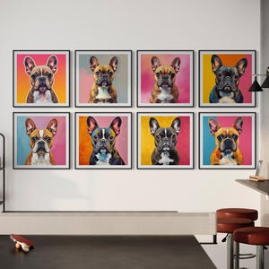 Pop Art French Bulldog Print Set: Personalized Dog Lover Wall Decor (Digital Download