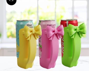 3D Can Holder STL File | Slim 12oz Drink Soda Holder with Bow (Digital Download)