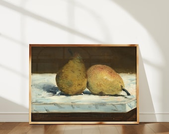 Édouard Manet Pears Print, Moody French Still Life Wall Art, Impressionist Kitchen Decor