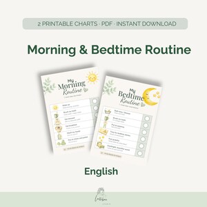 Morning & Evening Routine Chart Kids | English Printable | Toddler Visual Schedule | Montessori Daily Routine | PDF Instant Download