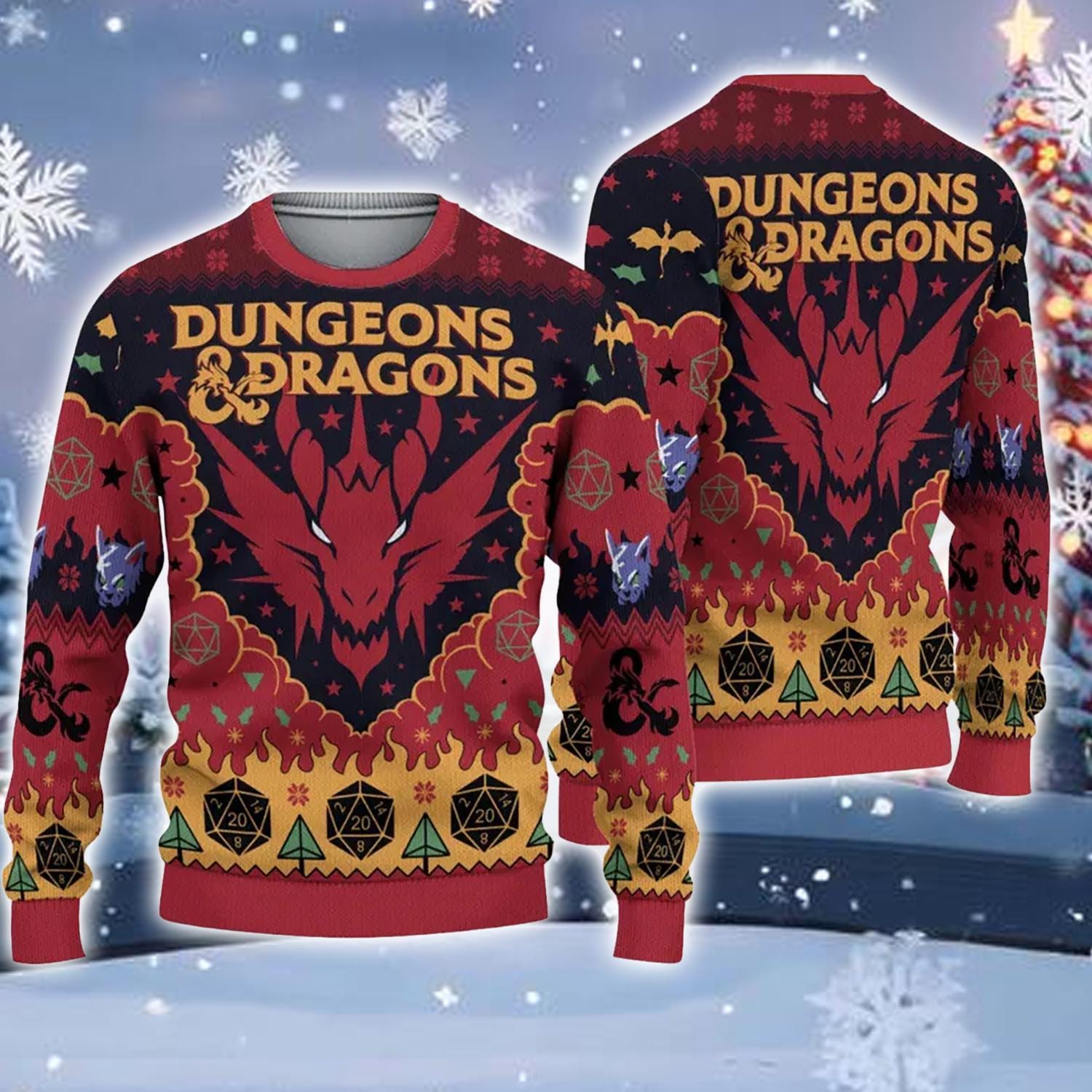 Discover Knitted Dragon Ugly Christmas Sweater