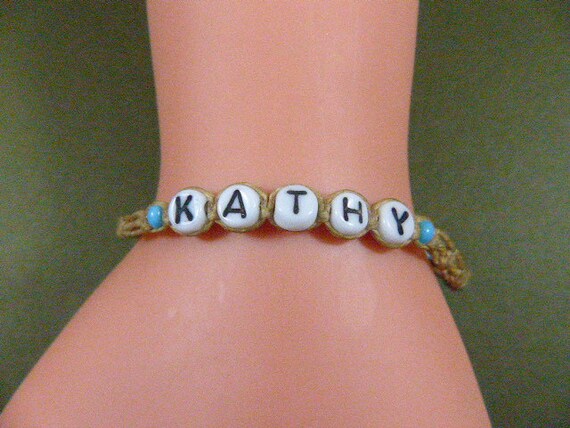 Vintage Macrame Name Bracelet - KATHY - BRAC-151 - Kathy Name Bracelet - Kathy Bracelet