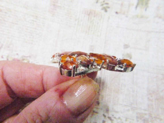 Vintage Topaz Rhinestone and Silver Butterfly Bro… - image 3