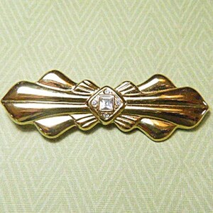 Vintage Gold and Rhinestone Bowtie Brooch - BR-115