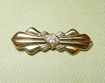 Vintage Gold and Rhinestone Bowtie Brooch - BR-115